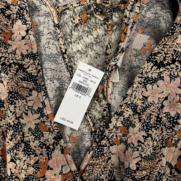 American Eagle Dress, size Small, NWT, navy, tan and peach floral - Picture 2 of 2